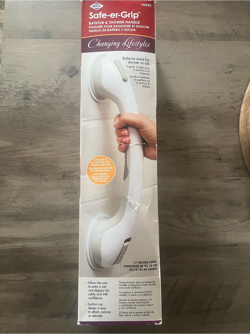 MHI Safe-er-Grip White Bathtub & Shower Handle with Suction Cups
